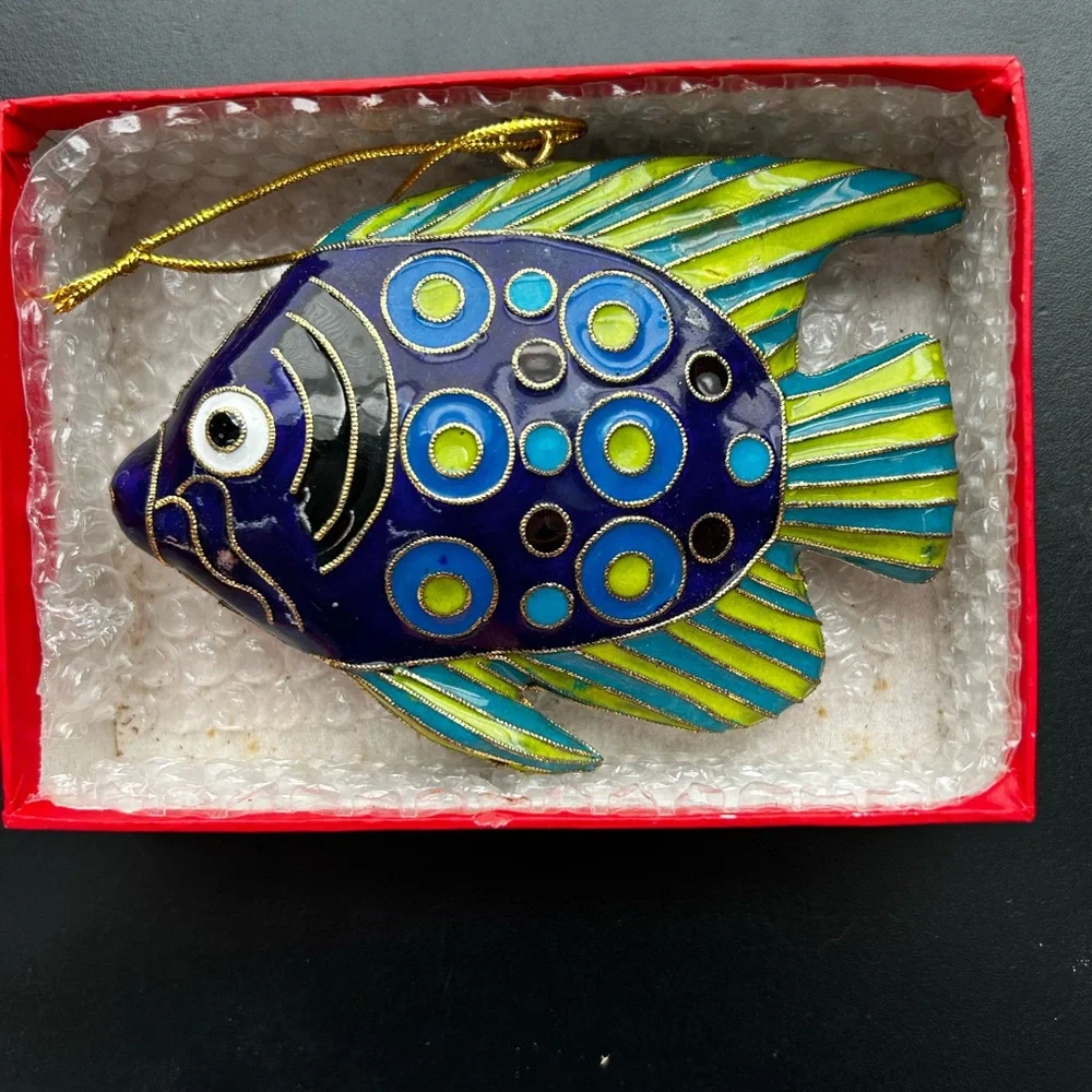 Vibrant Blue and Green Fish Hanging Decor / Ornament